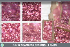 Pink Seamless Glitter Bokeh Textured Background Papers Scrap Product Image 2
