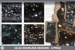 Black Seamless Glitter Bokeh Textured Background Papers Scra Product Image 2