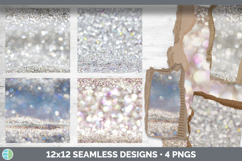 White Seamless Glitter Bokeh Textured Background Papers Scra Product Image 2