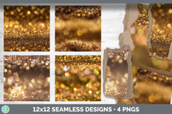Gold Seamless Glitter Bokeh Textured Background Papers Scrap Product Image 2