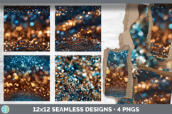 Blue Bronze Seamless Glitter Bokeh Textured Background Paper Product Image 2