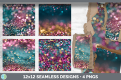 Pink Teal Seamless Glitter Bokeh Textured Background Papers Product Image 2