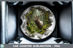 Elk Woodland 3D Hole Car Coaster Sublimation Design Product Image 1