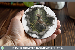 Grouse Woodland 3D Hole Round Coaster Sublimation Design Product Image 1