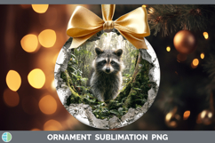 Raccoon Woodland 3D Hole Ornament Sublimation Design Product Image 1