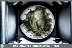 Reindeer Woodland 3D Hole Car Coaster Sublimation Design Product Image 1