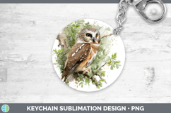 Northern Sawwhet Owl Owls Sketch Keychain Sublimation Desig Product Image 1