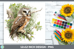 Northern Sawwhet Owl Owls Sketch Paper Backgrounds Design Product Image 1