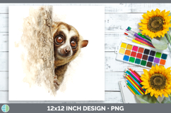 Slow Loris Primate Tree Peek-A-Boo Paper Background Product Image 1