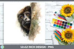 Howler Monkey 01.png Primate Tree Peek-A-Boo Paper Backgroun Product Image 1