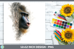 Mandrill Primate Tree Peek-A-Boo Paper Background Design Product Image 1