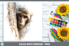 Rhesus Macaque Primate Tree Peek-A-Boo Paper Background Product Image 1