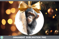 Chimpanzee Primate Tree Peek-A-Boo Ornament Sublimation Desi Product Image 1