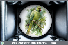 Roseringed Parakeet Parrot Botanicals Car Coaster Sublimati Product Image 1