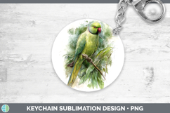 Roseringed Parakeet Parrot Botanicals Keychain Sublimation Product Image 1