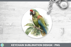 Redshouldered Macaw Parrot Botanicals Keychain Sublimation Product Image 1