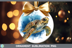 Loggerhead Sea Turtle Sketch Ornament Sublimation Design Product Image 1