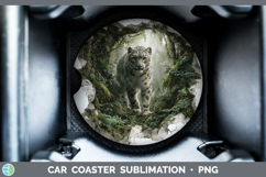 Leopard Snow Wild Cats 3D Hole Car Coaster Sublimation Desig Product Image 1