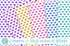 Glitter Hearts Digital Paper Scrapbook Background Bundle Product Image 1