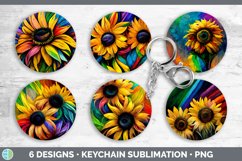 Rainbow Sunflower Keychain Bundle | Keyring Sublimation Desi Product Image 2