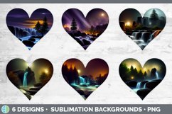 Waterfall Landscape Hearts Clipart | Sublimation Designs Product Image 2