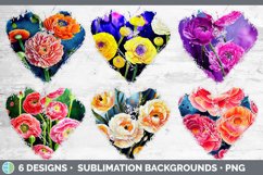 Ranunculus Flowers Heart Distressed Clipart Product Image 2