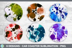 Watercolor Splatter Car Coaster | Sublimation Designs Bundle Product Image 2