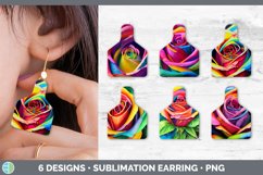 Rainbow Roses Cow Tag Earring | Sublimation Cattle Ear Tag Product Image 1