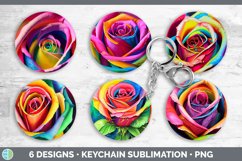 Rainbow Roses Keychain Bundle | Keyring Sublimation Designs Product Image 2
