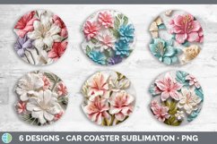 3D Azalea Flowers Car Coaster | Sublimation Coaster Designs Product Image 2
