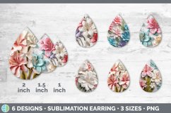 3D Azalea Flowers Teardrop Earrings | Sublimation Earrings D Product Image 2