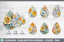 3D Buttercup Flowers Teardrop Earrings | Sublimation Earring Product Image 2