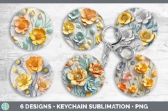 3D Buttercup Flowers Keychain | Sublimation Keyring Designs Product Image 2