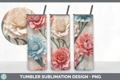 3D Carnation Flowers Tumbler | 3D Tumbler Wrap Product Image 2