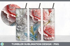 3D Carnation Flowers Tumbler | 3D Tumbler Wrap Product Image 3