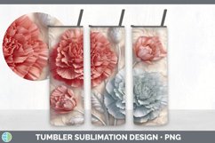 3D Carnation Flowers Tumbler | 3D Tumbler Wrap Product Image 5