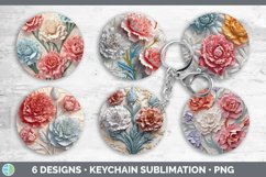 3D Carnation Flowers Keychain | Sublimation Keyring Designs Product Image 2