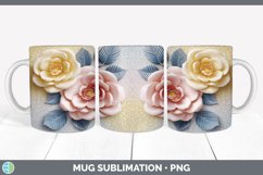 3D Camellia Flowers Mug Wrap | Sublimation Coffee Cup Design Product Image 3