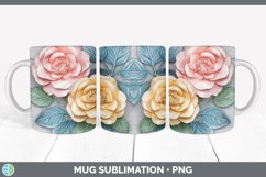 3D Camellia Flowers Mug Wrap | Sublimation Coffee Cup Design Product Image 4