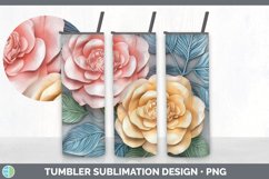 3D Camellia Flowers Tumbler | 3D Tumbler Wrap Product Image 4