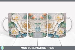 3D Camellia Flowers Mug Wrap | Sublimation Coffee Cup Design Product Image 5