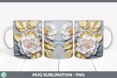 3D Camellia Flowers Mug Wrap | Sublimation Coffee Cup Design Product Image 6