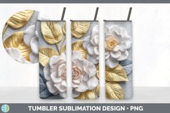 3D Camellia Flowers Tumbler | 3D Tumbler Wrap Product Image 6