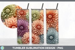 3D Dahlia Flowers Tumbler | 3D Sublimation Tumbler Wrap Product Image 2