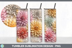 3D Dahlia Flowers Tumbler | 3D Sublimation Tumbler Wrap Product Image 3