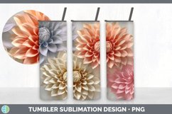 3D Dahlia Flowers Tumbler | 3D Sublimation Tumbler Wrap Product Image 4