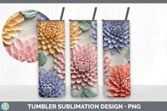 3D Dahlia Flowers Tumbler | 3D Sublimation Tumbler Wrap Product Image 5