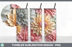 3D Dahlia Flowers Tumbler | 3D Sublimation Tumbler Wrap Product Image 6
