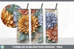 3D Dahlia Flowers Tumbler | 3D Sublimation Tumbler Wrap Product Image 7