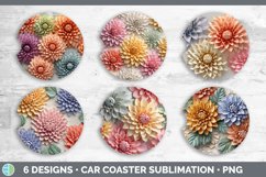 3D Dahlia Flowers Car Coaster | Sublimation Coaster Designs Product Image 2